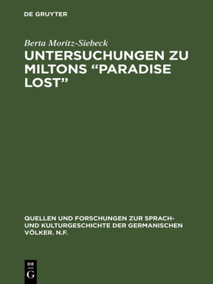 cover image of Untersuchungen zu Miltons "Paradise lost"